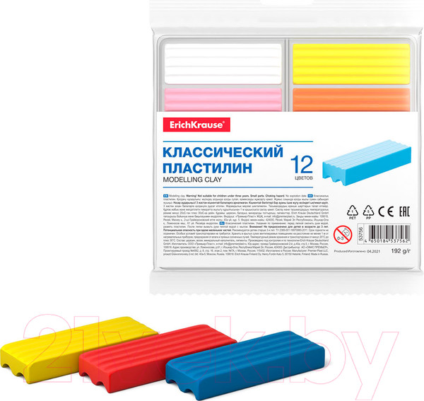 Изображение товара Пластилин Erich Krause Basic / 53756 (12цв)