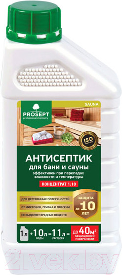 Изображение товара Антисептик для древесины Prosept Sauna концентрат 1:10 (1л)