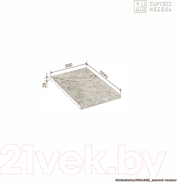 Изображение товара Столешница Кортекс-мебель 300x600x26 (марсель)