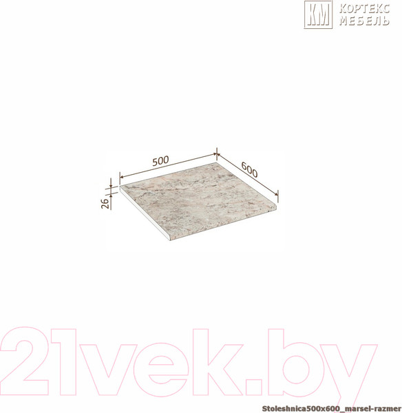 Изображение товара Столешница Кортекс-мебель 500x600x26 (марсель)