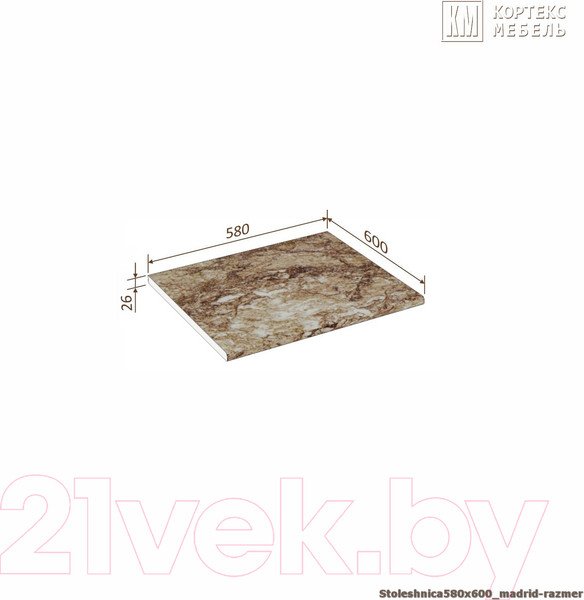 Изображение товара Столешница Кортекс-мебель 580x600x26 (мадрид)