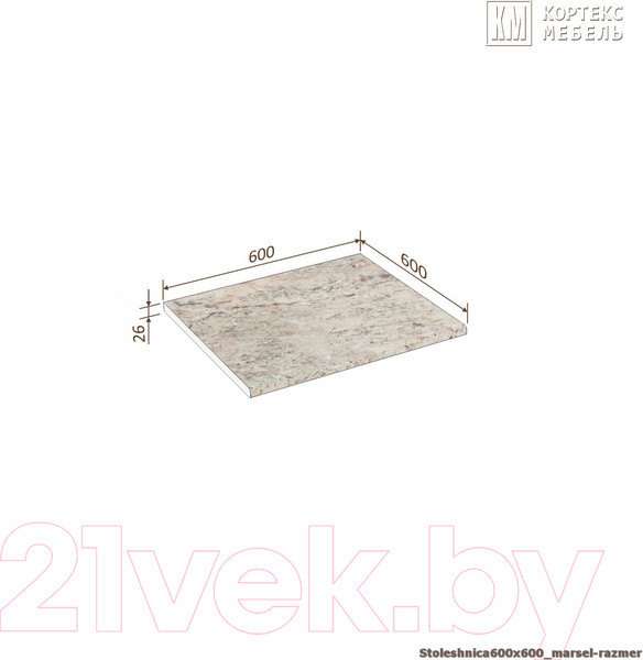 Изображение товара Столешница Кортекс-мебель 600x600x26 (марсель)