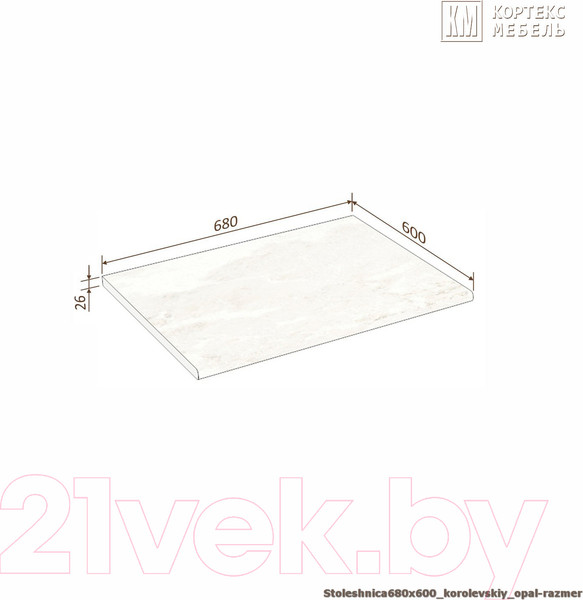 Изображение товара Столешница Кортекс-мебель 680x600x26 (королевский опал)