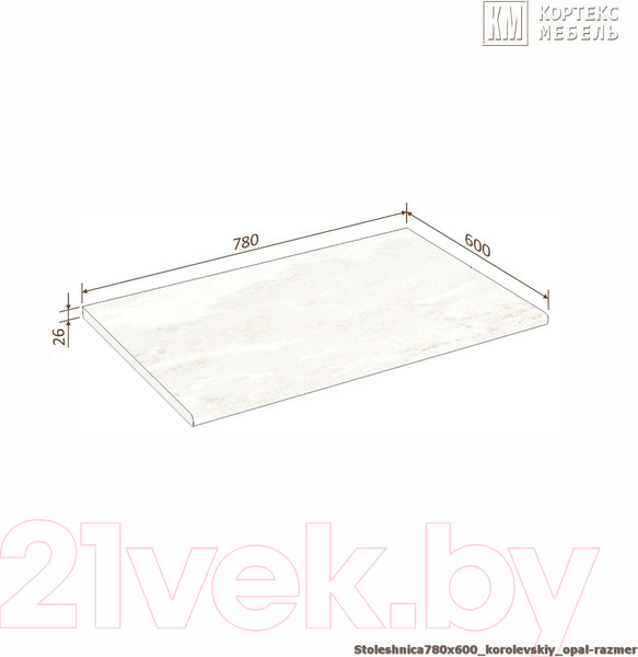 Изображение товара Столешница Кортекс-мебель 780x600x26 (королевский опал)