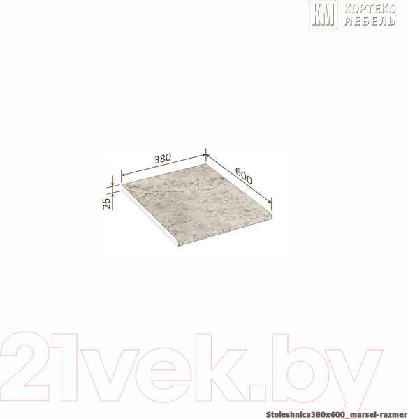 Изображение товара Столешница Кортекс-мебель 380x600x26 (марсель)