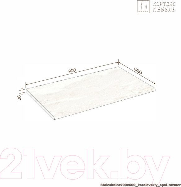 Изображение товара Столешница Кортекс-мебель 900x600x26 (королевский опал)