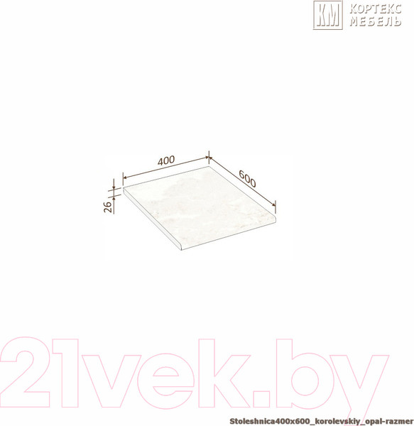 Изображение товара Столешница Кортекс-мебель 400x600x26 (королевский опал)