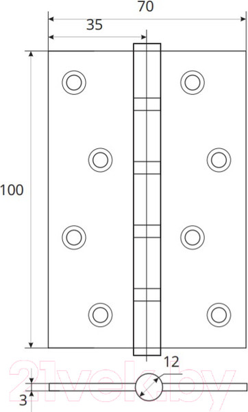 Изображение товара Петля дверная Apecs 100x70x3-B4-Steel-cr (хром)