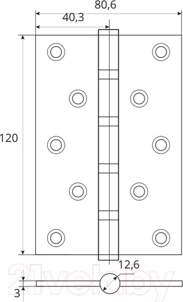 Изображение товара Петля дверная Apecs 120x80-B4-Steel-cr (хром)