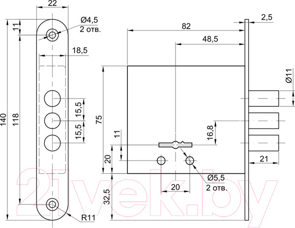 Изображение товара Замок врезной Border 8-8 / 79600-ЗВ8-8У/15 (хром)