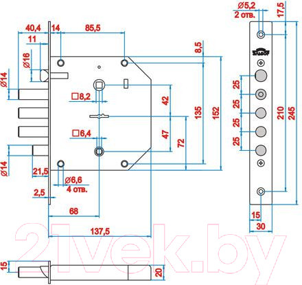 Изображение товара Замок врезной Эльбор 1 05 41 Базальт