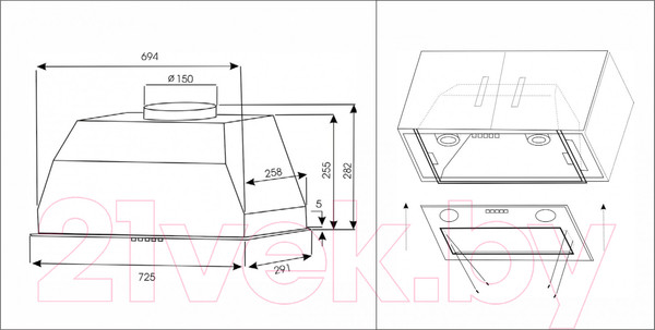 Изображение товара Вытяжка скрытая Exiteq EX-1179