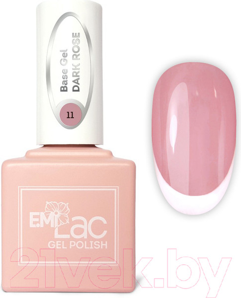 Изображение товара База для гель-лака E.Mi E.MiLac Base Gel Темно-розовый №11 (15мл)