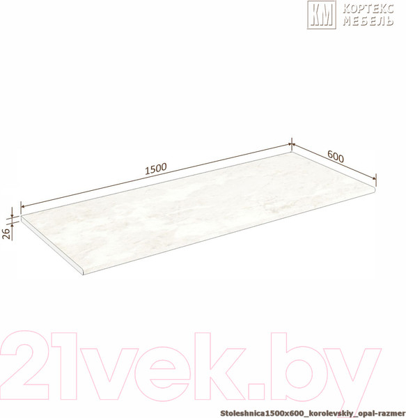 Изображение товара Столешница Кортекс-мебель 1500x600x26 (королевский опал)