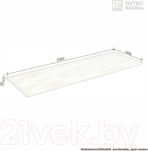 Изображение товара Столешница Кортекс-мебель 1900x600x26 (королевский опал)
