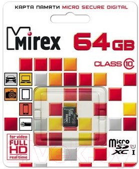 Изображение товара Карта памяти Mirex microSDXC UHS-I Class 10 64Gb (13612-MC10SD64)