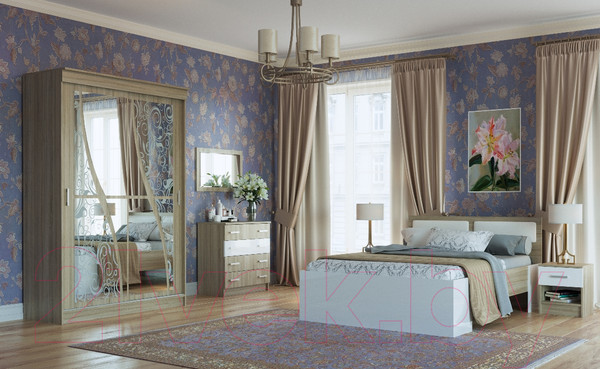 Изображение товара Комод Памир Беатрис 800 (дуб сонома/белый глянец)