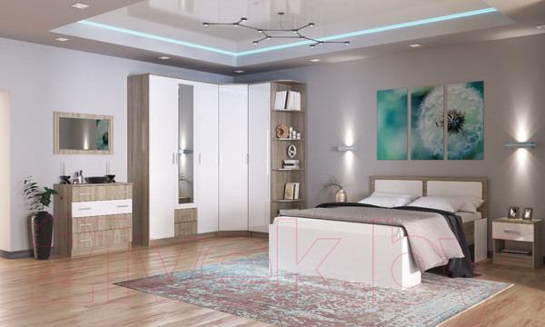 Изображение товара Комод Памир Беатрис 800 (дуб сонома/белый глянец)