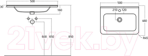 Изображение товара Умывальник Sanovit Urban 50