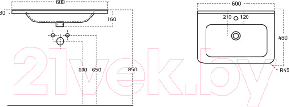 Изображение товара Умывальник Sanovit Urban 60