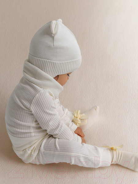 Изображение товара Шапочка для малышей Amarobaby Pure Love Bear / AB-OD21-PLB16/33-42 (молочный, р-р 42-44)