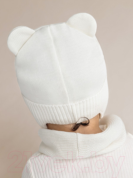 Изображение товара Шапочка для малышей Amarobaby Pure Love Bear / AB-OD21-PLB16/33-44 (молочный, р-р 44-46)