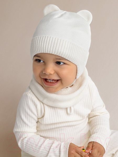 Изображение товара Шапочка для малышей Amarobaby Pure Love Bear / AB-OD21-PLB16/33-44 (молочный, р-р 44-46)