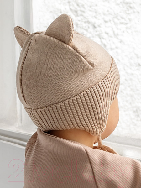 Изображение товара Шапочка для малышей Amarobaby Pure Love Bear / AB-OD21-PLB16/03-42 (песочный, р-р 42-44)