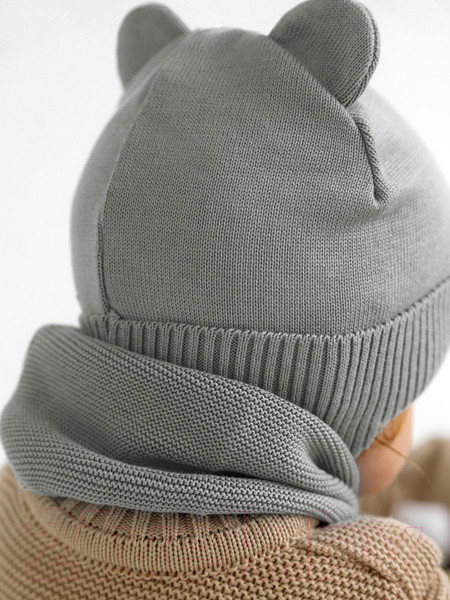 Изображение товара Шапочка для малышей Amarobaby Pure Love Bear / AB-OD21-PLB16/11-42 (серый, р-р 42-44)
