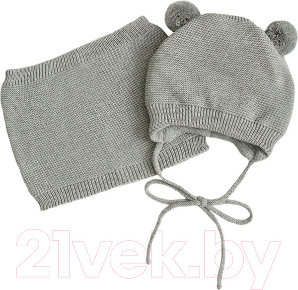 Изображение товара Шапочка для малышей Amarobaby Pure Love Pompony / AB-OD21-PLP16/11-42 (серый, р-р 42-44)