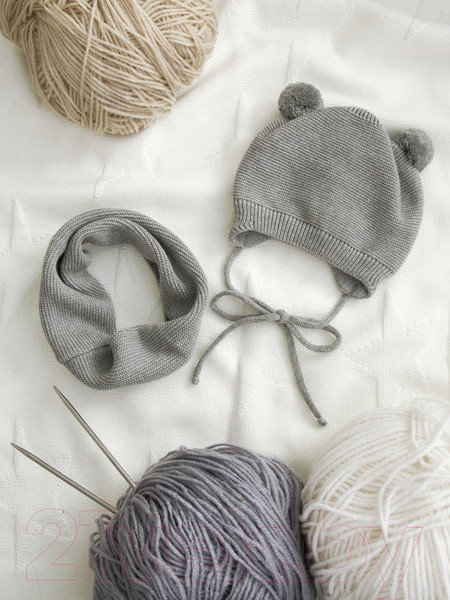 Изображение товара Шапочка для малышей Amarobaby Pure Love Pompony / AB-OD21-PLP16/11-42 (серый, р-р 42-44)