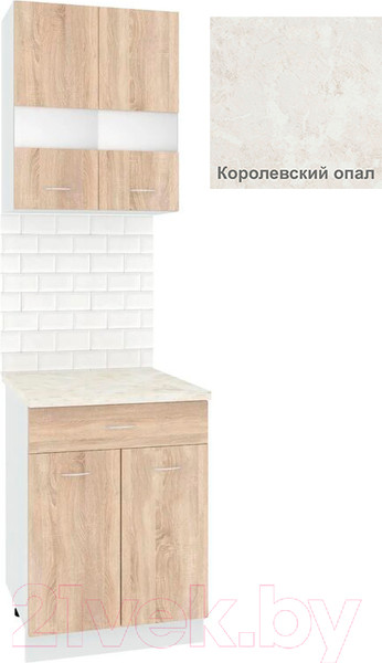 Изображение товара Комплект кухонных модулей Кортекс-мебель Корнелия Экстра 60р1ш2д (дуб сонома/королевский опал)
