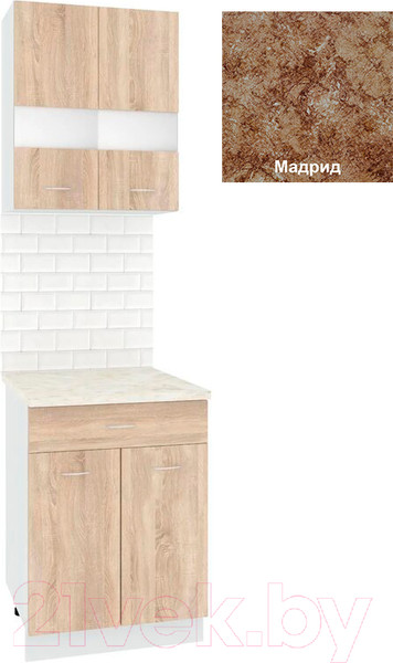 Изображение товара Комплект кухонных модулей Кортекс-мебель Корнелия Экстра 60р1ш2д (дуб сонома/мадрид)