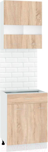 Изображение товара Комплект кухонных модулей Кортекс-мебель Корнелия Экстра 60р1ш2д без столешницы (дуб сонома)