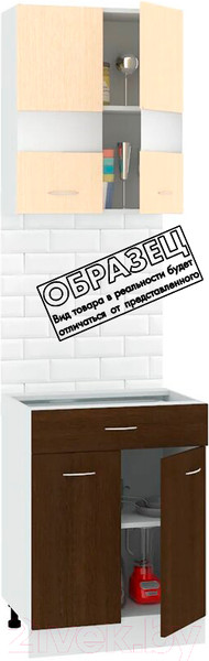 Изображение товара Комплект кухонных модулей Кортекс-мебель Корнелия Экстра 60р1ш2д без столешницы (дуб сонома)