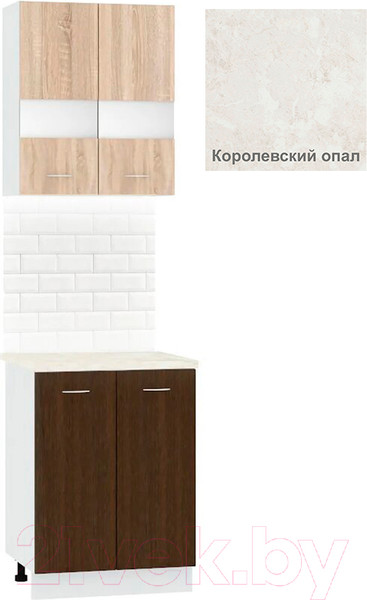 Изображение товара Комплект кухонных модулей Кортекс-мебель Корнелия Экстра 60р2д (дуб сонома/венге/королевский опал)
