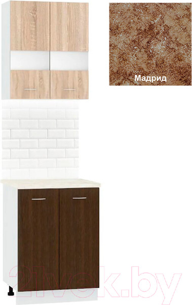 Изображение товара Комплект кухонных модулей Кортекс-мебель Корнелия Экстра 60р2д (дуб сонома/венге/мадрид)