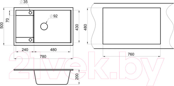 Изображение товара Мойка кухонная GRANULA GR-7805 (арктик)