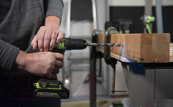 Изображение товара Аккумуляторная дрель-шуруповерт Greenworks GD24DD60 бесщеточная 24V / 3704107 (без АКБ и ЗУ)