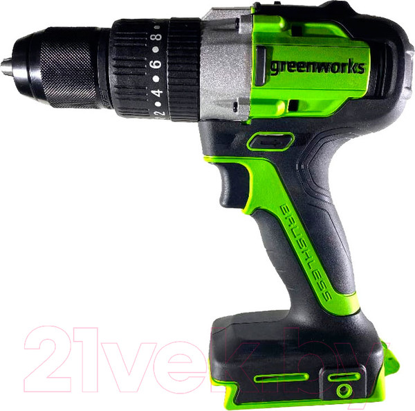 Изображение товара Аккумуляторная дрель-шуруповерт Greenworks GD24DD60 бесщеточная 24V / 3704107 (без АКБ и ЗУ)
