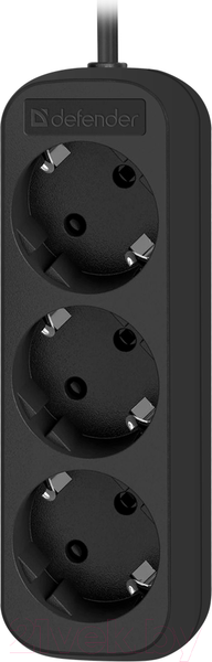Изображение товара Удлинитель Defender M330 / 99322 (3м, 3 розетки, черный)