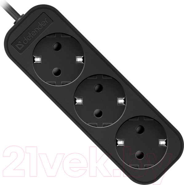 Изображение товара Удлинитель Defender M330 / 99322 (3м, 3 розетки, черный)