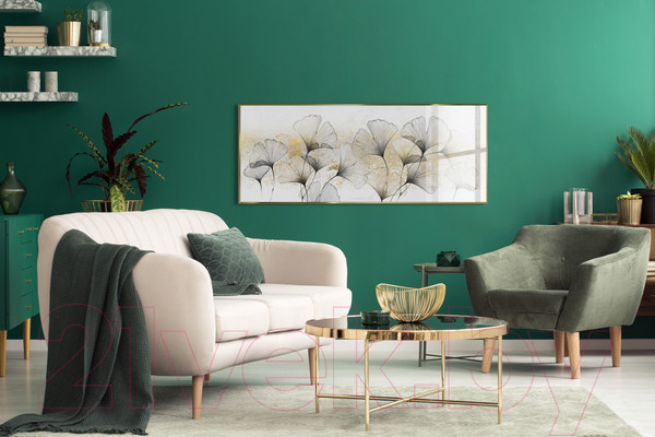 Изображение товара Картина на стекле Orlix Цветы в золоте / GL-12909