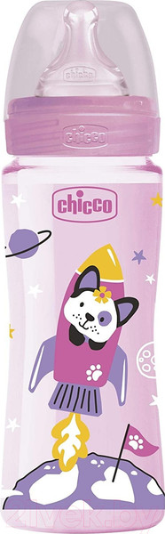 Изображение товара Бутылочка для кормления Chicco Well-Being Girl с силиконовой соской / 00028637100000 (330мл)