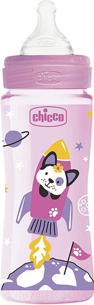 Изображение товара Бутылочка для кормления Chicco Well-Being Girl с силиконовой соской / 00028637100000 (330мл)