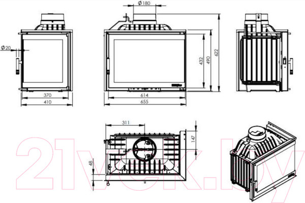 Изображение товара Каминная топка Nordflam Etna EKO (правая)