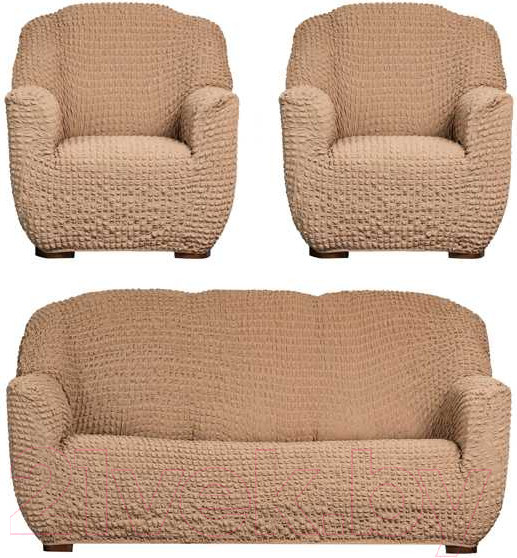 Изображение товара Комплект чехлов Софатэкс Комфорт Стандарт без оборки / 00839 (капучино)