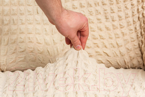 Изображение товара Чехол на 3-х местный диван Софатэкс Люкс ПО-6 без оборки (ваниль)