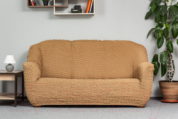 Изображение товара Чехол на 3-х местный диван Софатэкс Люкс ПО-6 без оборки (кофе с молоком)