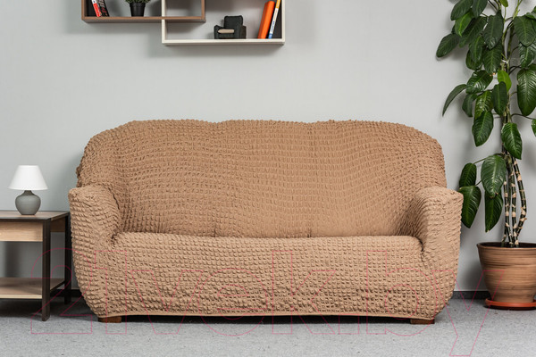 Изображение товара Чехол на 3-х местный диван Софатэкс Люкс ПО-6 без оборки / 01121 (капучино)